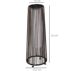 Lampadaire LED de jardin style colonial dia. 21,5 x 61H cm résine tressée filaire