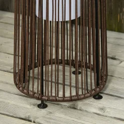 Lampadaire LED de jardin style colonial dia. 21,5 x 61H cm résine tressée filaire