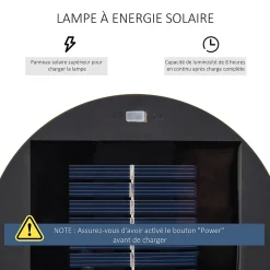 Lampadaire LED de jardin style colonial dia. 21,5 x 61H cm résine tressée filaire