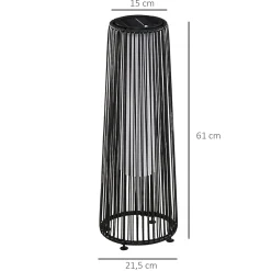 Lampadaire LED de jardin style colonial dia. 21,5 x 61H cm résine tressée filaire