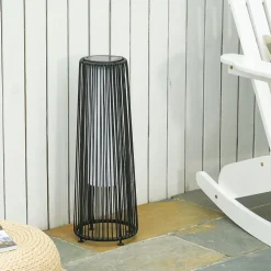 Lampadaire LED de jardin style colonial dia. 21,5 x 61H cm résine tressée filaire