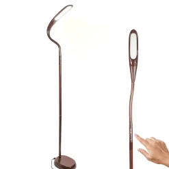 Lampadaire LED Effet Bois Wengé FISHTEC 3 Températures Tête Flexible Tactile