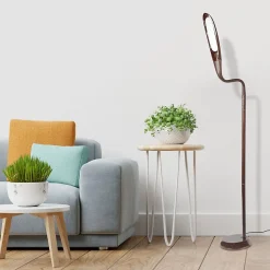 Lampadaire LED Effet Bois Wengé FISHTEC 3 Températures Tête Flexible Tactile