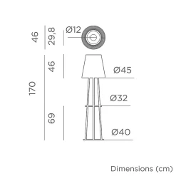 Lampadaire Led extérieur autonome solaire + batterie - New Garden - Okinawa