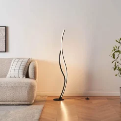 Lampadaire LED noir aux lignes ondulées dimmable - Ysoria