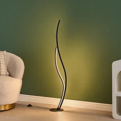 Lampadaire LED noir aux lignes ondulées dimmable - Ysoria