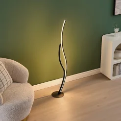 Lampadaire LED noir aux lignes ondulées dimmable - Ysoria