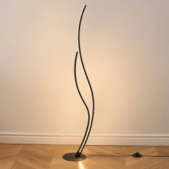 Lampadaire LED noir aux lignes ondulées dimmable - Ysoria