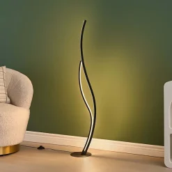 Lampadaire LED noir aux lignes ondulées dimmable - Ysoria