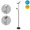 Lampadaire LED ROMIS 180 cm metal noir avec bras lecture dimmable interrupteur rotatif dimensions 26 x 43 cm