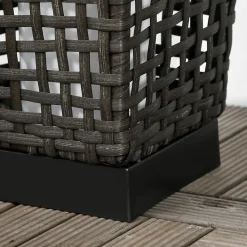 Lampadaire LED solaire de jardin style colonial dim. 21L x 21l x 78H cm résine tressée filaire grise