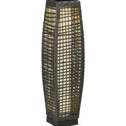 Lampadaire LED solaire de jardin style colonial dim. 21L x 21l x 78H cm résine tressée filaire grise