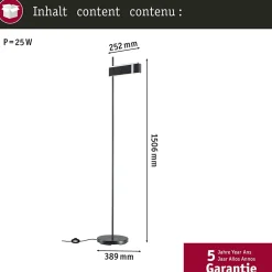 Lampadaire LED 3-Step-Dim Jagun 2700K 1250lm 20,4W Anthracite Feutre Matière plastique Métal