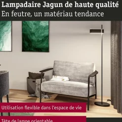 Lampadaire LED 3-Step-Dim Jagun 2700K 1250lm 20,4W Anthracite Feutre Matière plastique Métal
