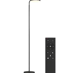 Lampadaire LED sur pied - tête rotative 350 degrés - réglable télécommande métal noir