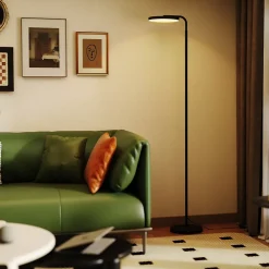 Lampadaire LED sur pied - tête rotative 350 degrés - réglable télécommande métal noir