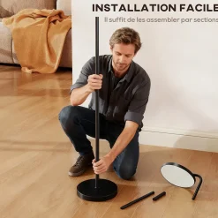 Lampadaire LED sur pied - tête rotative 350 degrés - réglable télécommande métal noir