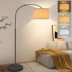 Lampadaire LED sur Pied Réglable Moderne 3 Températures de Couleur, Ampoule LED12W E27, 165cm Classe énergétique B