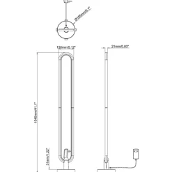 Lampadaire LED 20W - RGB Multicolore - Télécommande - 130x1045mm - Noir