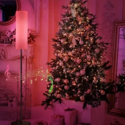 Lampadaire LED WiFi sur Pied Salon, Compatible Alexa/Google Home, Télécommande, Abat-jour en Lin, 175cm Classe énergétique A