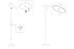 Lampadaire LED Zafferano Pina XXL blanc, rechargeable, 6W IP65, variateur, tête magnétique, design moderne
