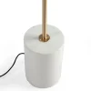 Lampadaire Élégant en Marbre Blanc et Acier Doré avec Abat-jour en Verre Blanc