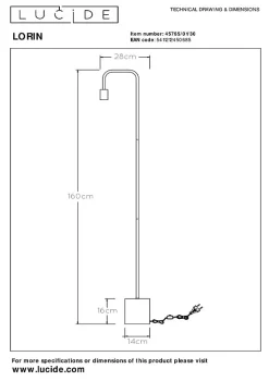 Lampadaire LORIN en acier avec 1xE27 - Noir - Lucide