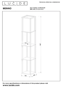Lampadaire MENNO en mdf avec 1xE27 - Noir - Lucide