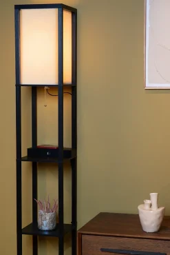 Lampadaire MENNO en mdf avec 1xE27 - Noir - Lucide