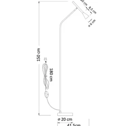 Lampadaire minimaliste grande liseuse noire 150 cm - Holen