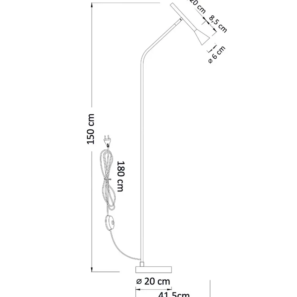 Lampadaire minimaliste grande liseuse noire 150 cm - Holen