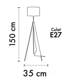 Lampadaire moderne Bora 150cm métal noir et rotin naturel compatible LED