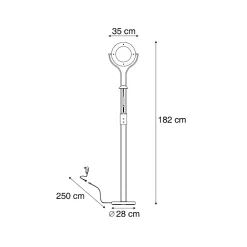 Lampadaire moderne doré avec bras de lecture avec LED et variateur - Divo
