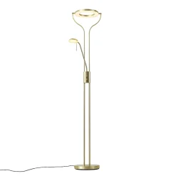 Lampadaire moderne doré avec bras de lecture avec LED et variateur - Divo