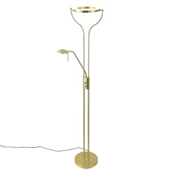 Lampadaire moderne doré avec bras de lecture avec LED et variateur - Divo