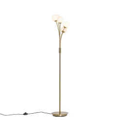 Lampadaire moderne doré avec verre opale 5 lumières - Athènes