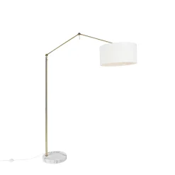 Lampadaire moderne doré avec abat-jour blanc 50 cm réglable - Editor
