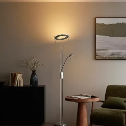 Lampadaire moderne en acier avec bras de lecture avec LED et variateur - Divo