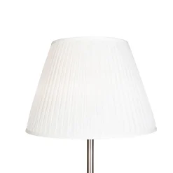 Lampadaire moderne en acier avec abat-jour plissé blanc 45 cm - Simplo