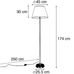 Lampadaire moderne en acier avec abat-jour plissé blanc 45 cm - Simplo