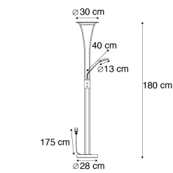 Lampadaire moderne en acier avec LED et bras de lecture - Ibiza