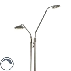 Lampadaire moderne en acier avec liseuse avec LED - Eva