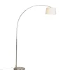 Lampadaire moderne en acier avec abat-jour en tissu blanc - Arc Basic