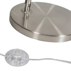 Lampadaire moderne en acier avec abat-jour en tissu blanc - Arc Basic