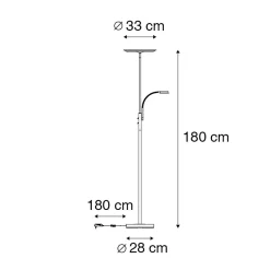 Lampadaire moderne en acier avec LED dimmable et bras de lecture - Strela