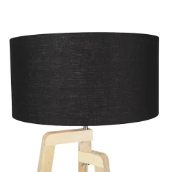 Lampadaire moderne en bois avec abat-jour noir 45 cm - Puros