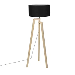 Lampadaire moderne en bois avec abat-jour noir 45 cm - Puros