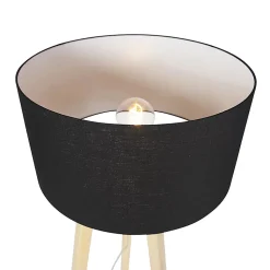 Lampadaire moderne en bois avec abat-jour noir 45 cm - Puros