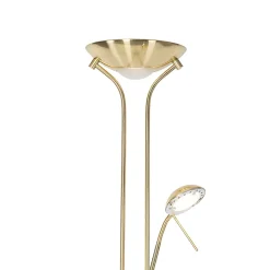 Lampadaire moderne en laiton avec liseuse avec LED Dim to Warm - Diva