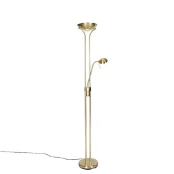 Lampadaire moderne en laiton avec liseuse avec LED Dim to Warm - Diva